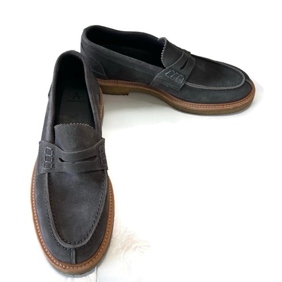 EUC Mens AQUATALIA Ulrich Weatherproof Suede Penny Loafer Fog Size 7.5 main image 13